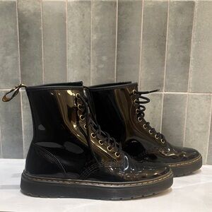 Dr. Martens Black Patent Combat Boots
